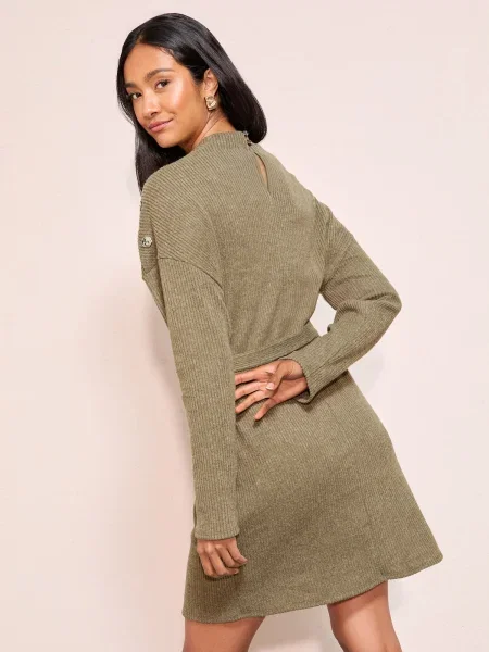 Friends Like These Rochie tricotat kaki