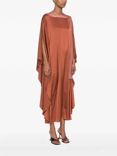 Rochie Le Rjtange din satin drapată maro