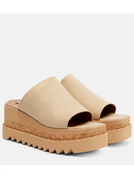 Papuci tip mules Stella Mccartney cu platformă bej