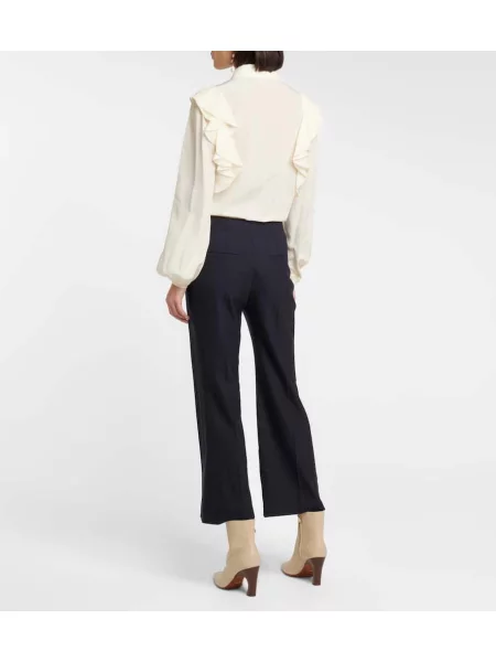 Cropp pantaloni Chloã© cu talie înaltă de lână albastru
