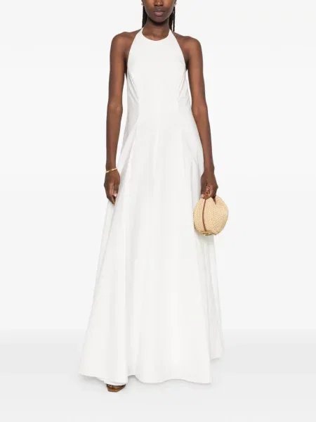 Rochie maxi Brunello Cucinelli cu gât halter alb