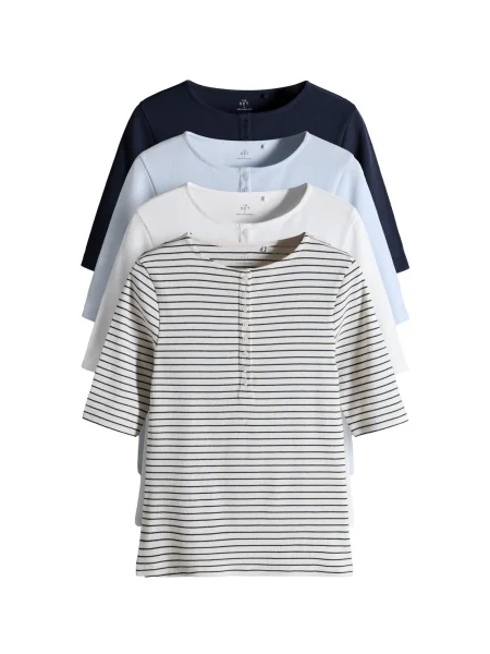 The Set Tricou bleumarin / azuriu alb