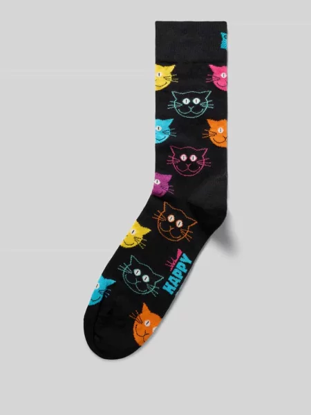 Skarpety z wyhaftowanym motywem model ‘Kitten’ Happy Socks granatowe