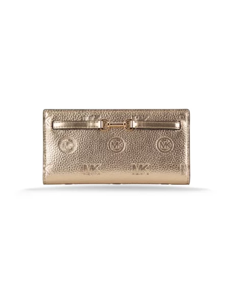 Portfel Michael Kors skórzany z logo żółty