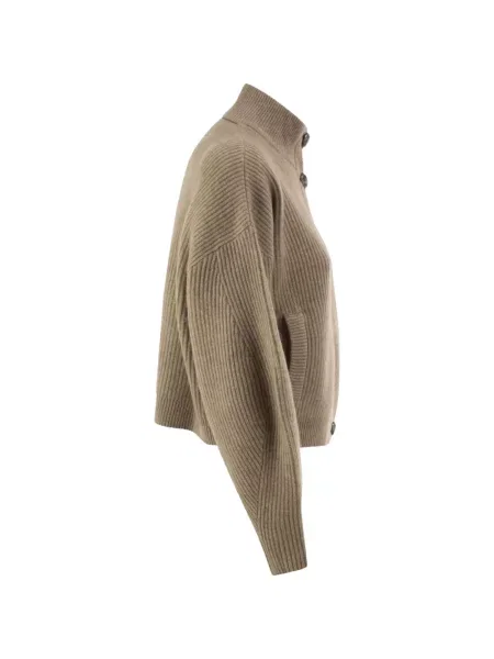 Cardigan Brunello Cucinelli din cașmir maro