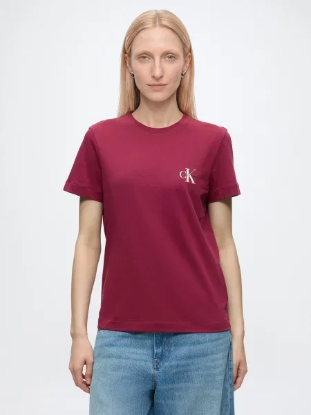 Calvin Klein Jeans Tričko vínovo červená biela