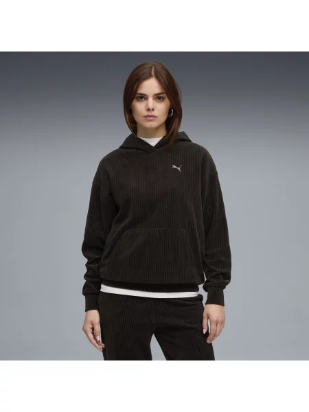 PUMA bluza z kapturem Essentials Elevated Comfort Velour Rib Odzież S czarny