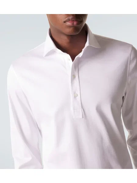Tricou polo Brunello Cucinelli din jerseu alb