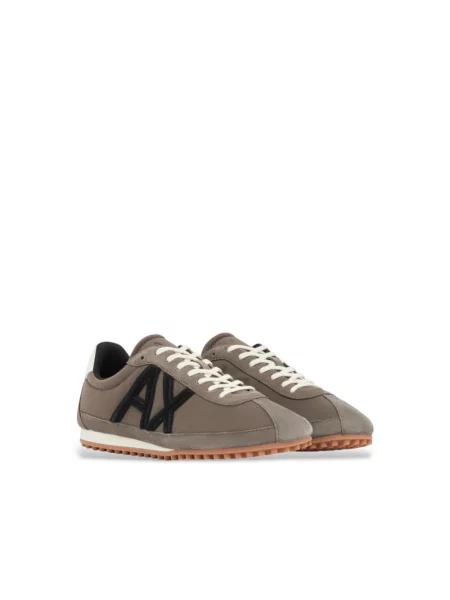 Sneakersy Armani Exchange zamszowe z logo brązowe