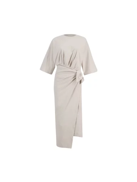 Lniana sukienka Balenciaga szara