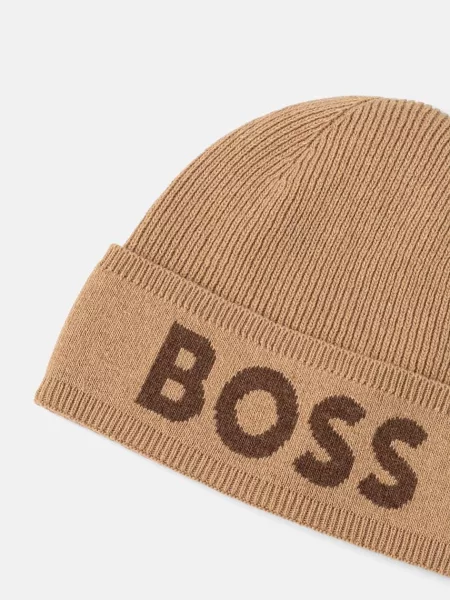 Шерстяная шапка Boss бежевая