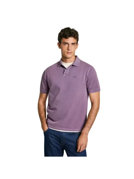 Koszulka polo Pepe Jeans fioletowa