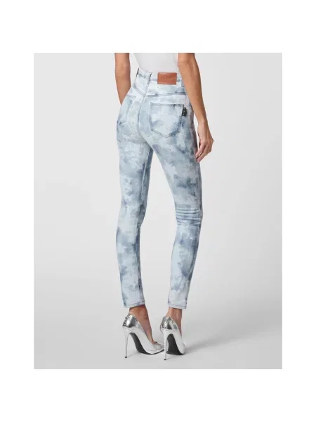 Jeansy Philipp Plein z wysoką talią niebieskie