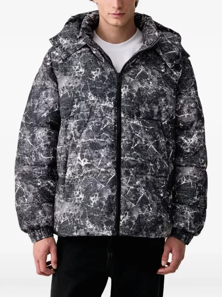 Geacă de blugi Karl Lagerfeld Jeans cu glugă cu imagine negru
