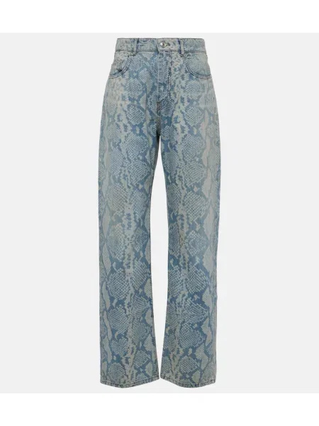 Szerokie jeansy Sportmax z nadrukiem w wężowy wzór niebieskie