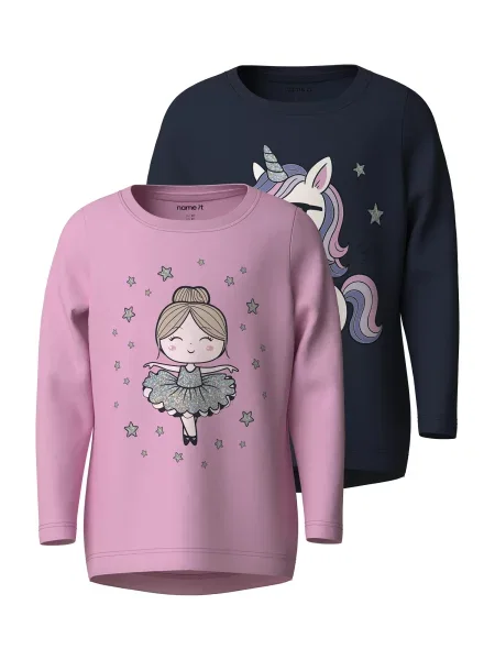 NAME IT Tricou NMFVIX crem / marin / lila / roz pal albastru