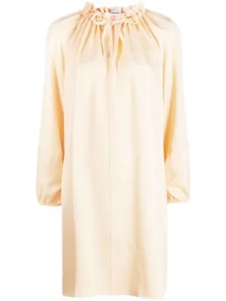 Szeroka sukienka Goodious wiązana garniturowa żółta