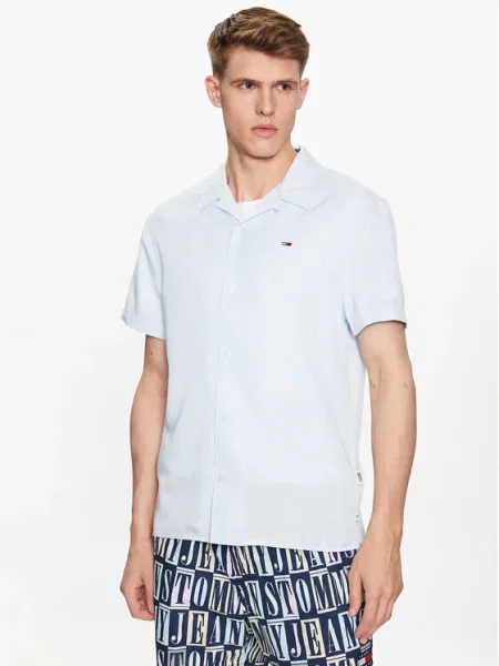 Tommy Jeans Cămașă celest albastru