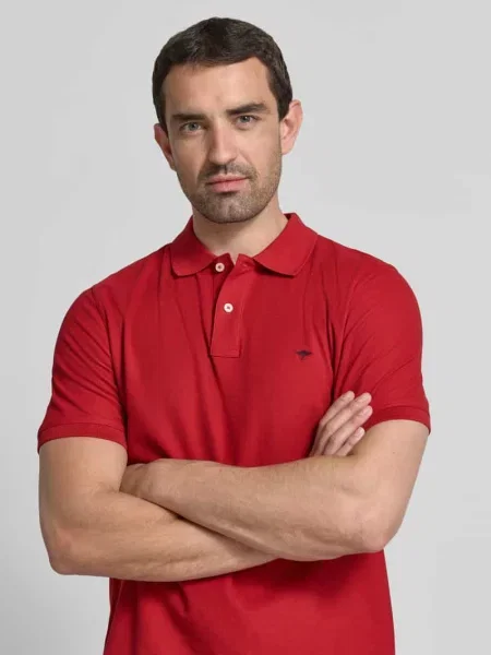 Koszulka polo o kroju regular fit z wyhaftowanym logo Fynch-hatton czerwona