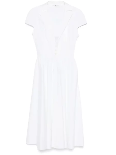 Rochie midi Ermanno Scervino până la genunchi din poplin de costum alb