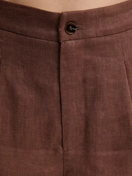 Лляні шорти Answear.LAB однотонна висока посадка коричневий