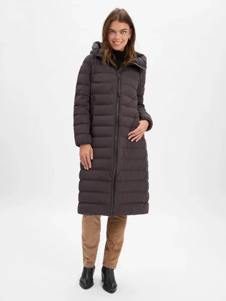 DUNO płaszcz puchowy Annie Kobiety Puch czarny jednolity S brązowy