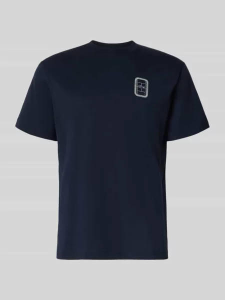 T-shirt o kroju regular fit z czystej bawełny model CN Tenniscourt Backprint' Lacoste granatowa