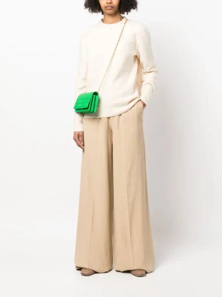 Vlněný svetr Jil Sander s kulatým výstřihem bílý
