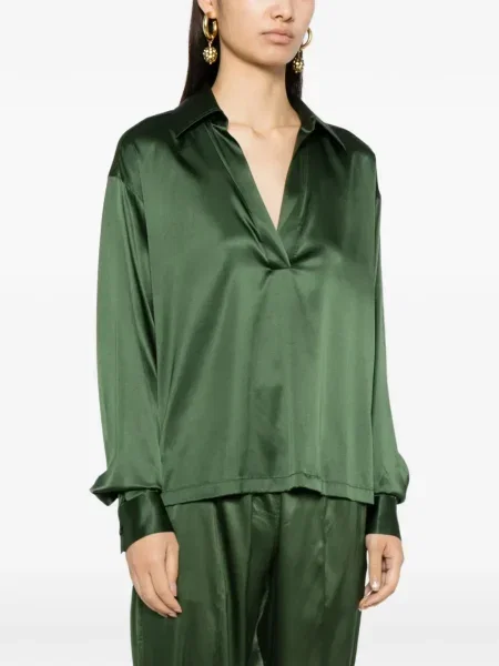 Tunică Tom Ford cu broderie din satin verde