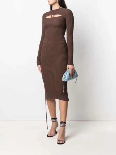 Rochie Andreadamo tricotate de costum maro