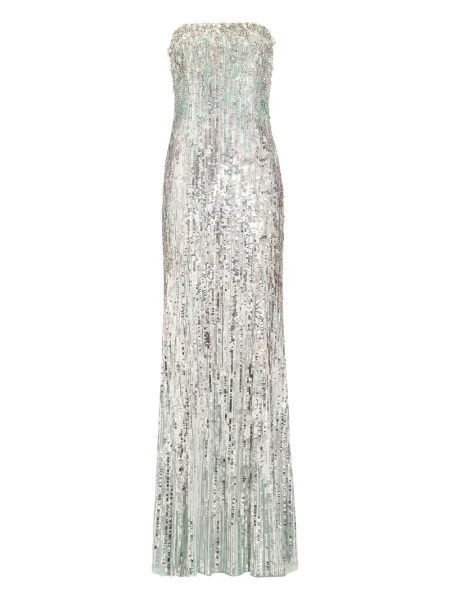 Rochie maxi Jenny Packham cu paiete de costum gri