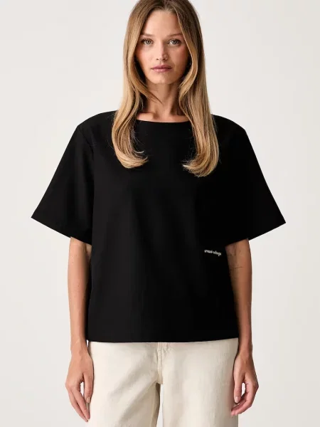 Armani Exchange bluză pentru femei cu amestec de lână negru