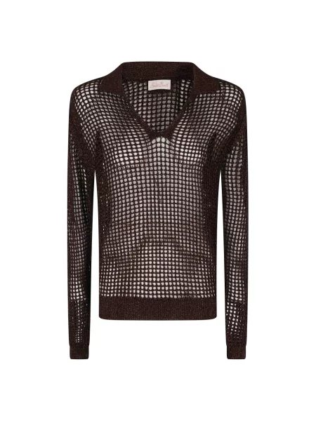 Sweter Mc2 Saint Barth z nadrukiem brązowy