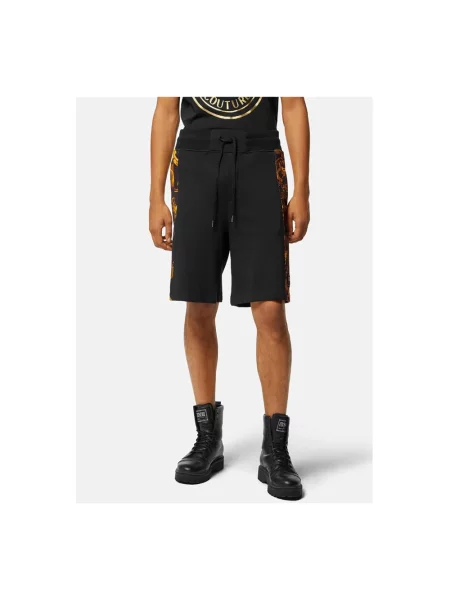 Szorty jeansowe Versace Jeans Couture z nadrukiem casual czarne
