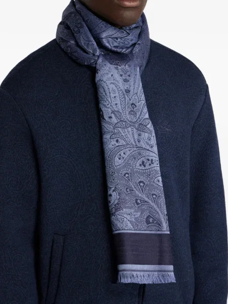 Fular Etro cu model floral din jacard albastru