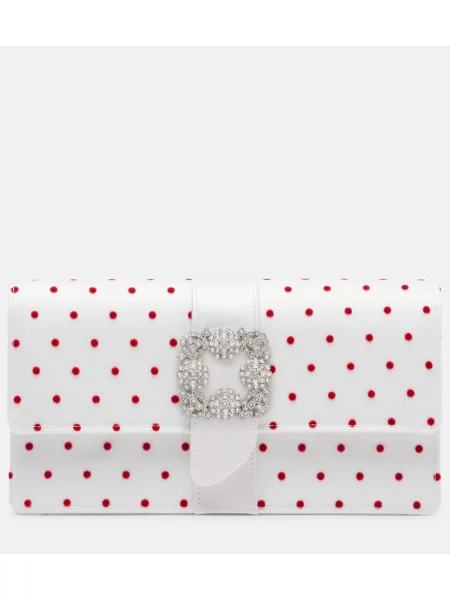 Satynowe spodnie Manolo Blahnik w grochy białe