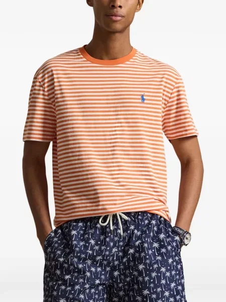 Tricou polo Polo Ralph Lauren cu glugă cu blană cu broderie roșu