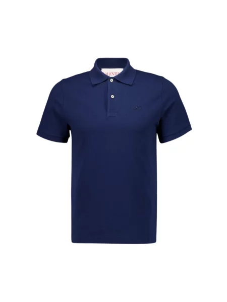 Lniana koszulka polo Valentino Garavani niebieska