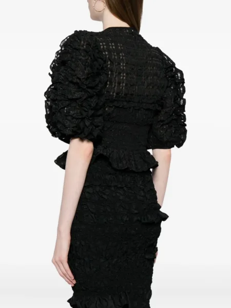 Top Cecilie Bahnsen cu volane din organza negru