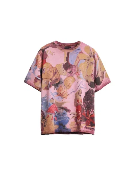 Desigual Tricou albastru deschis / maro deschis / roz deschis roșu