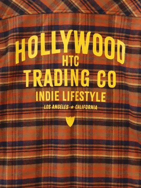Koszula Htc Los Angeles w kratę z nadrukiem pomarańczowa