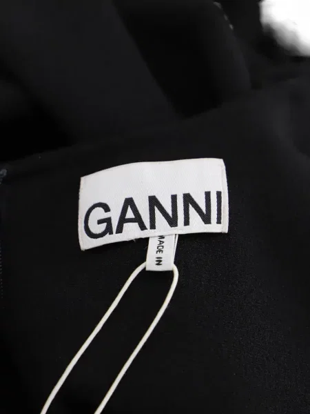 Rochie mini Ganni cu volane de costum negru
