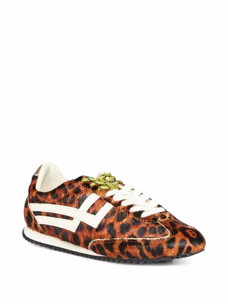 Sneakerși Pro-keds din piele cu imagine cu model leopard maro