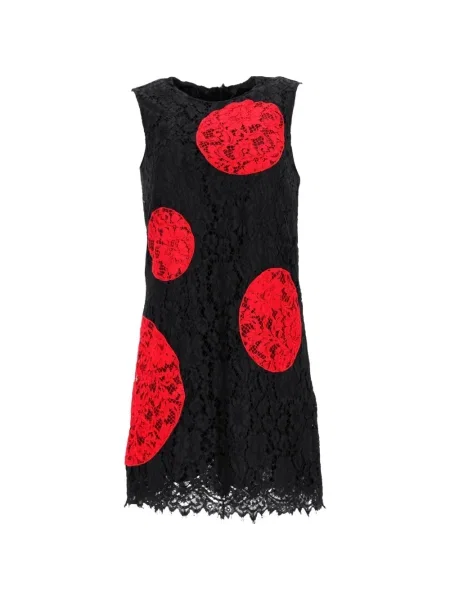 Puntíkaté krajkové oblekové mini šaty Dolce & Gabbana Pre-owned černé