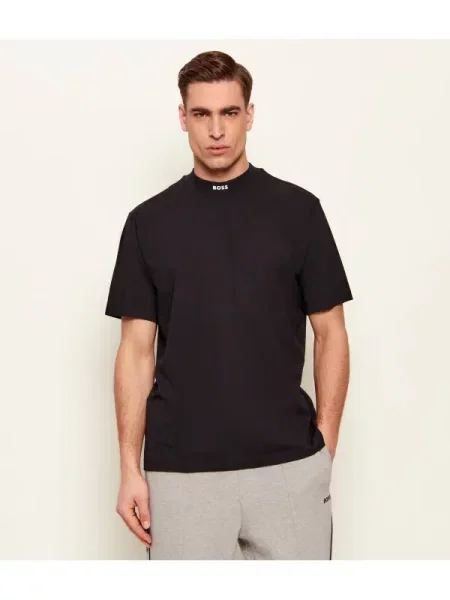 BOSS GREEN Tricou Tee Collar | stretch negru