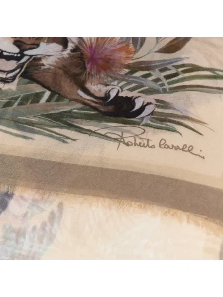 Szal Roberto Cavalli z nadrukiem brązowa