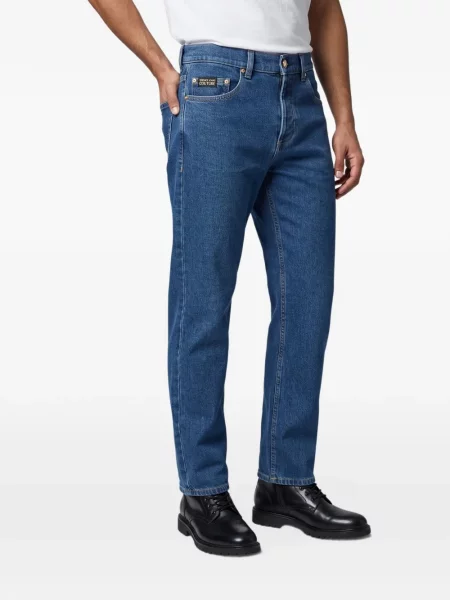 Traperice ravnih nogavica Versace Jeans Couture s autogramom plava