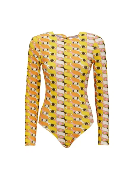 Stroj jednoczęściowy La Doublej z odkrytymi plecami żółty