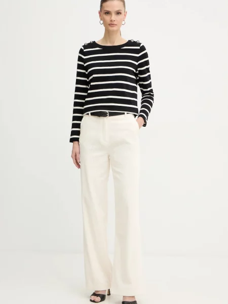 Вельветові штани Morgan прямі висока посадка PKENI.F бежевий