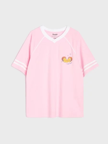 Sinsay oversize tričko s potiskem Gudetama růžová